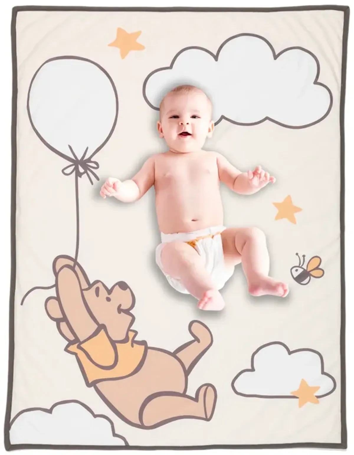 Lambs & Ivy WINNIE THE POOH Picture Perfect Baby Blanket - Beige, Animals