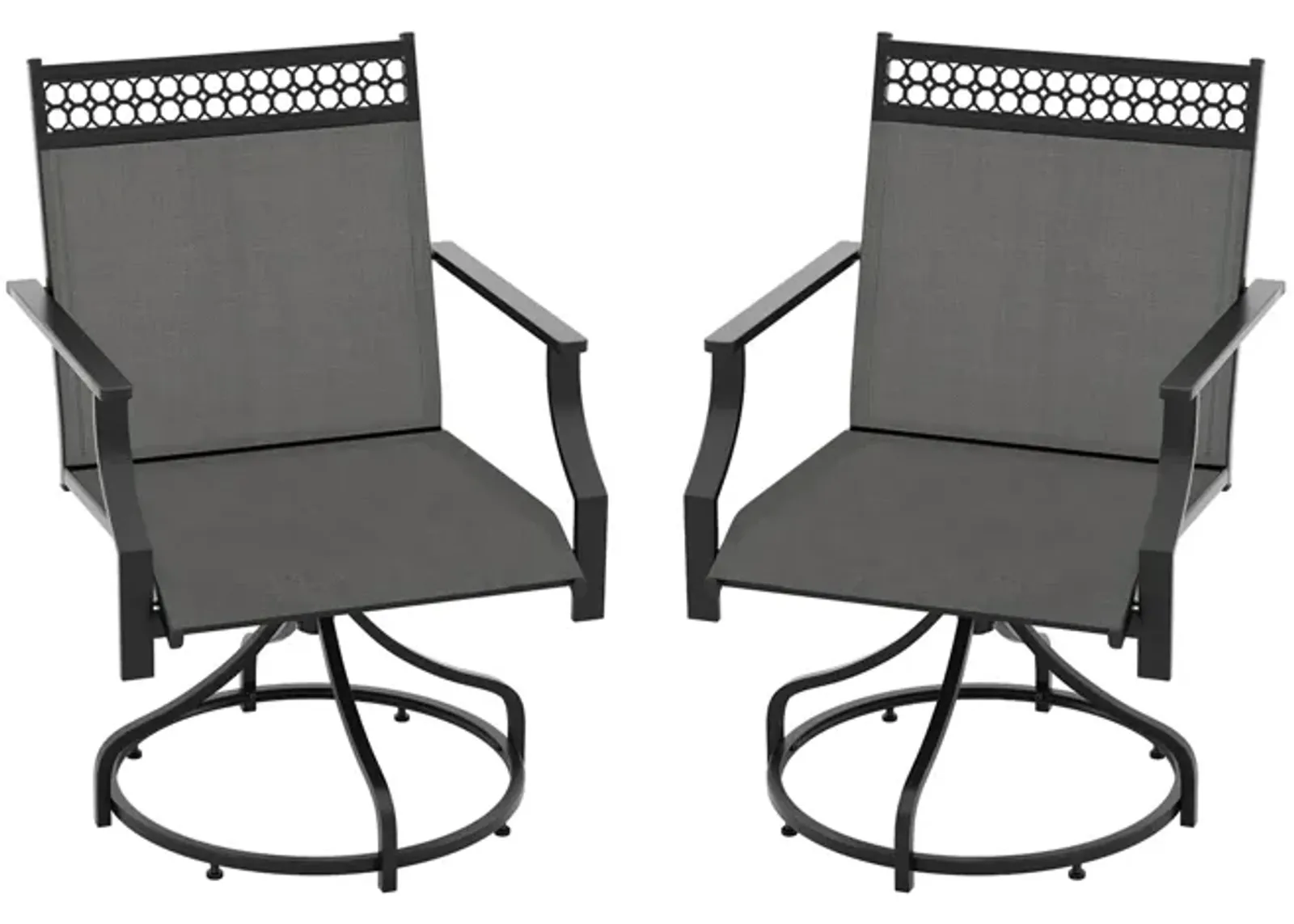 Patio Swivel Dining Chairs Set of 2 with Heavy-duty Metal Frame and Armrests