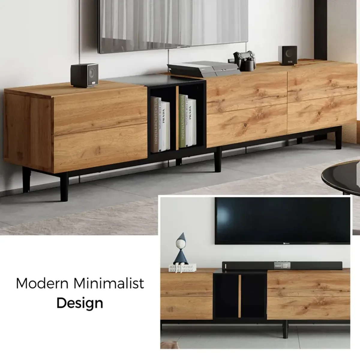 Merax Modern Storage Cabinet TV Stand with 3 Doors