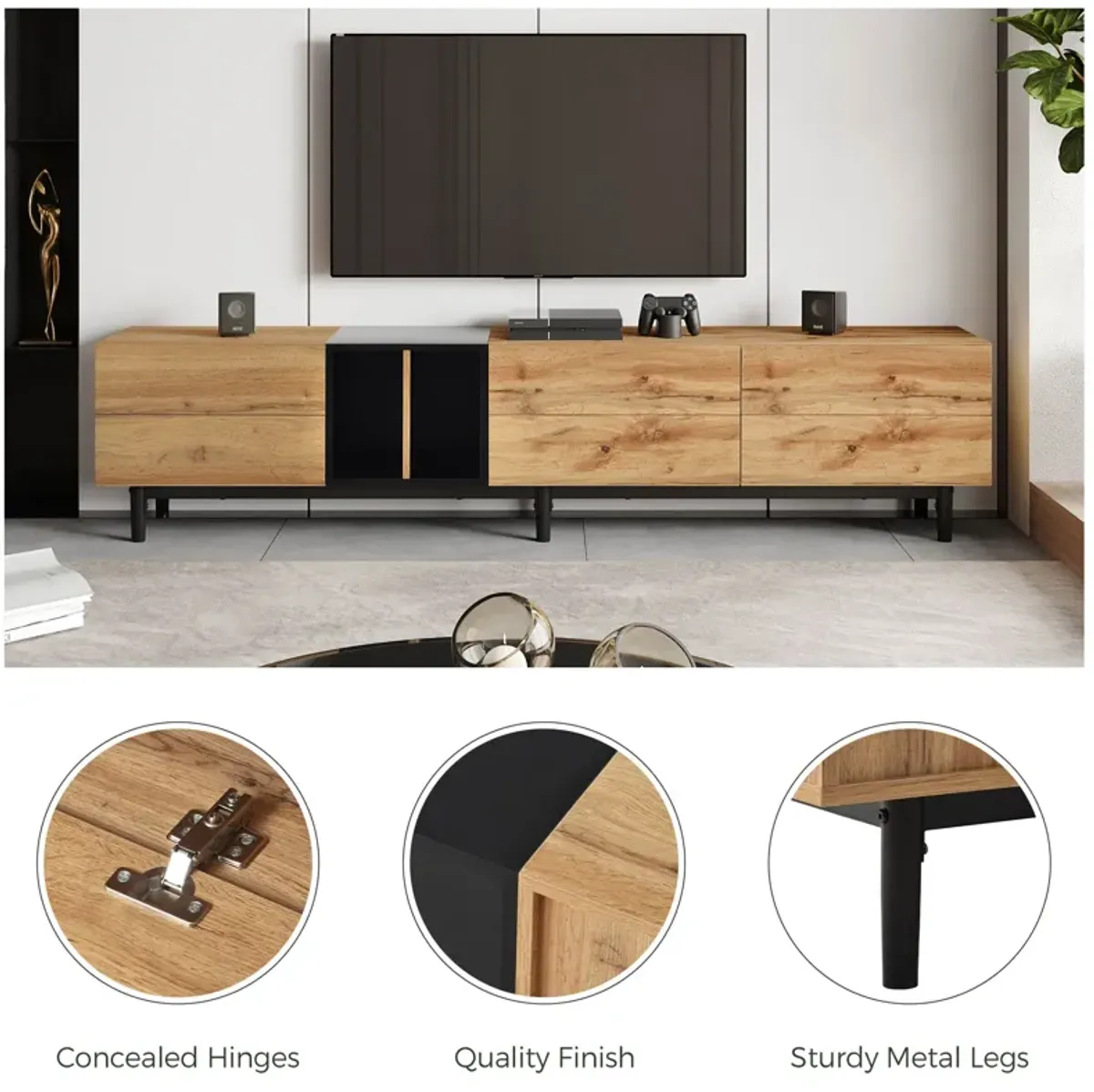 Merax Modern Storage Cabinet TV Stand with 3 Doors