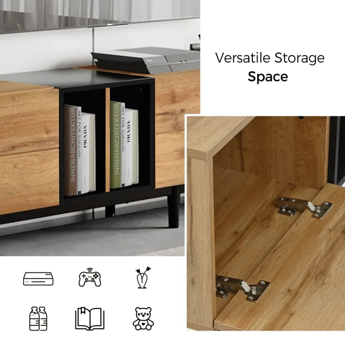 Merax Modern Storage Cabinet TV Stand with 3 Doors