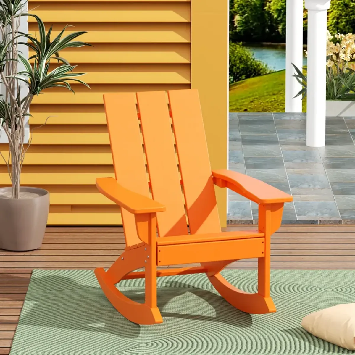 WestinTrends Modern Adirondack Outdoor Rocking Chair