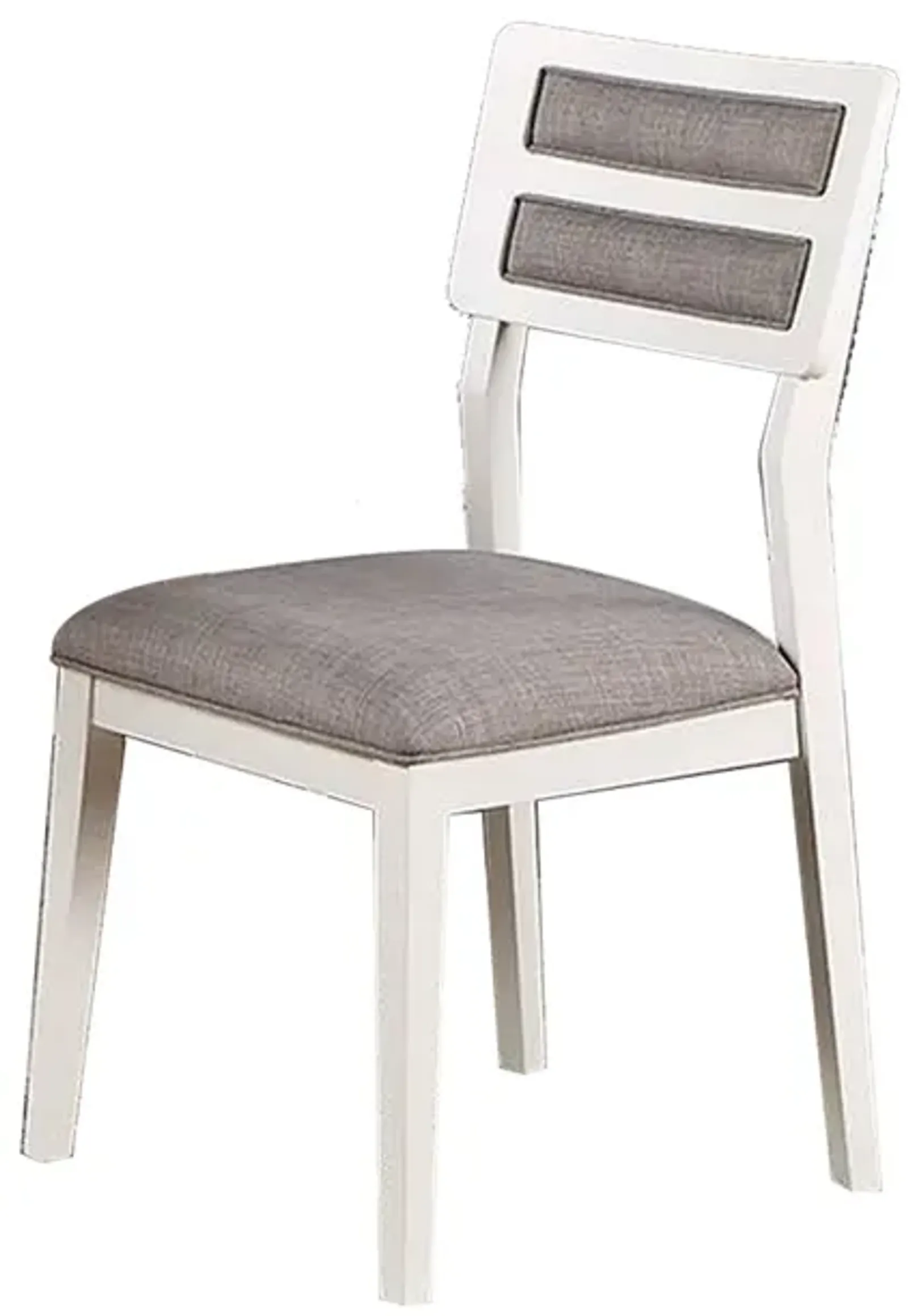 Kya 21 Inch 2 Tone Dining Chair, Ladder Back, Gray Seat, Set of 2, White-Benzara