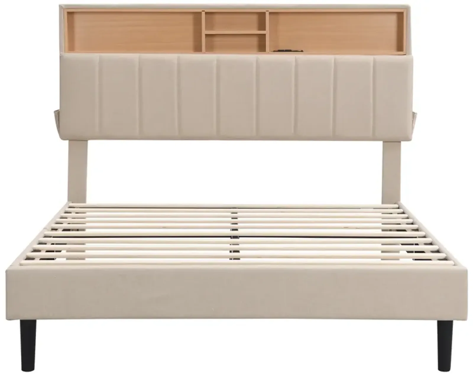 Merax Upholstered Platform Bed with Storage Headboard