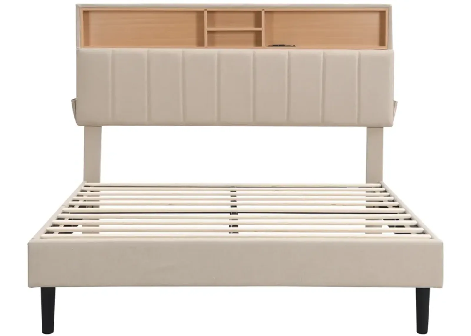 Merax Upholstered Platform Bed with Storage Headboard