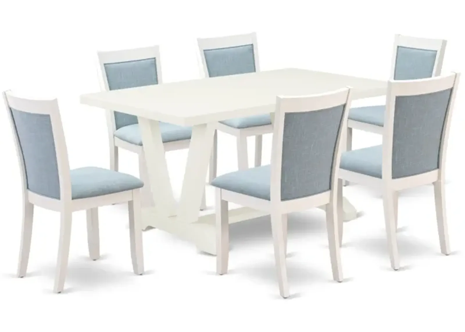 East West Furniture V026MZ015-7 7Pc Dining Set - Rectangular Table and 6 Parson Chairs - Multi-Color Color