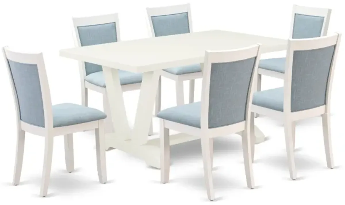 East West Furniture V026MZ015-7 7Pc Dining Set - Rectangular Table and 6 Parson Chairs - Multi-Color Color