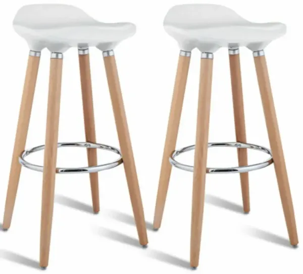 Hivvago Set of 2 ABS Bar Stools with Wooden Legs