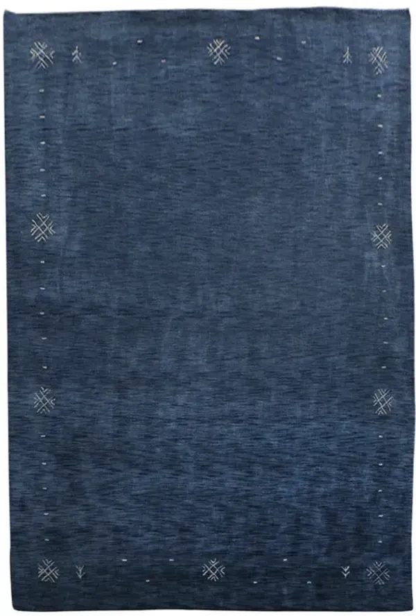 RUGSOTIC CARPETS HAND KNOTTED LOOM WOOL ECO-FRIENDLY AREA RUGS  - 6'7''x9'10'', Rectangle, Blue Color, Contemporary Modern Design, High Pile Thick Handmade Anti Skid Rugs for Living Room (L00516)