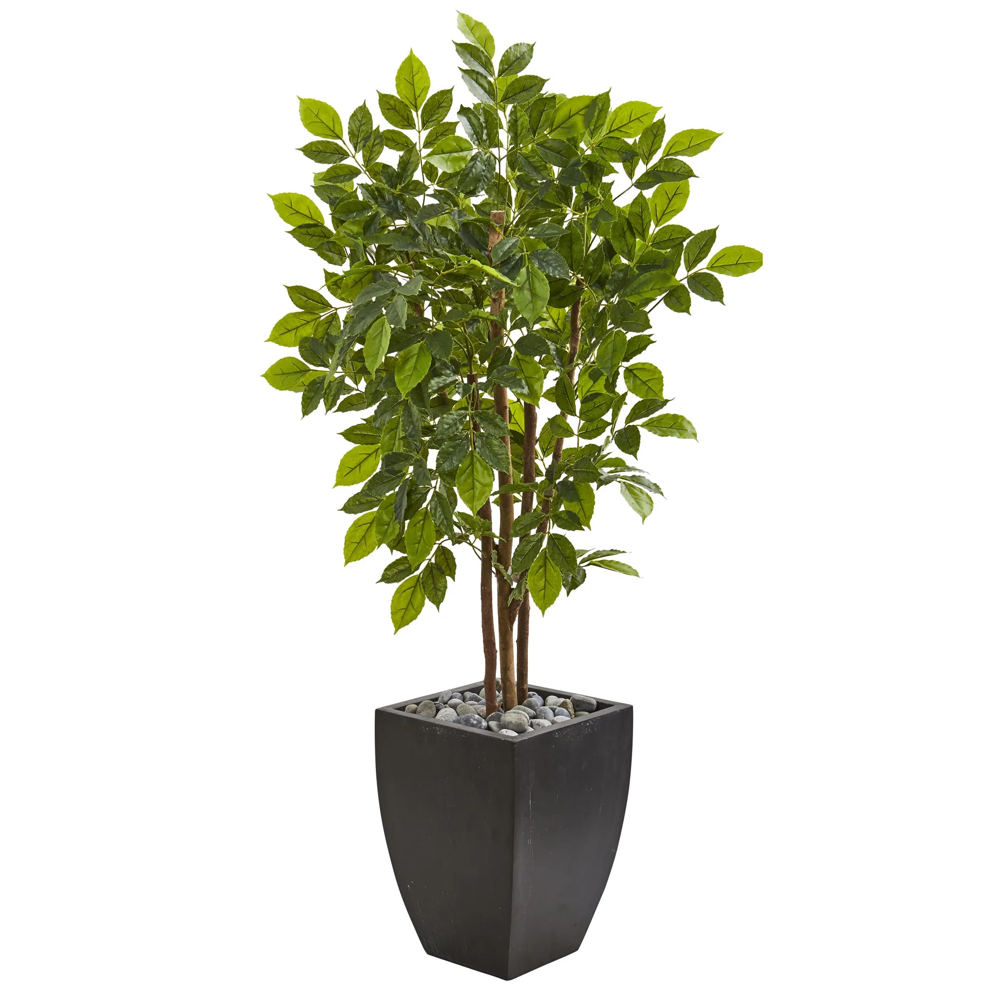 HomPlanti 57 Inches River Birch Artificial Tree in Black Planter