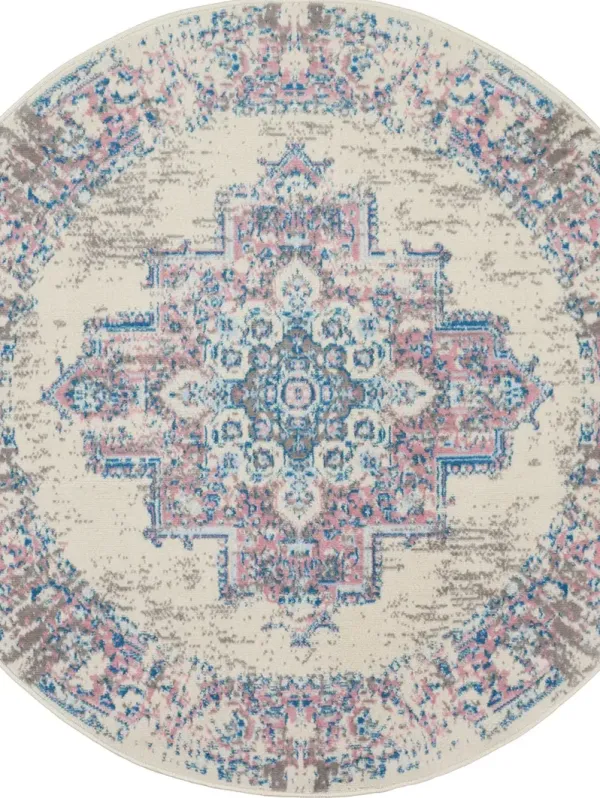 Grafix GRF14 Ivory/Pink 4' x Round Rug
