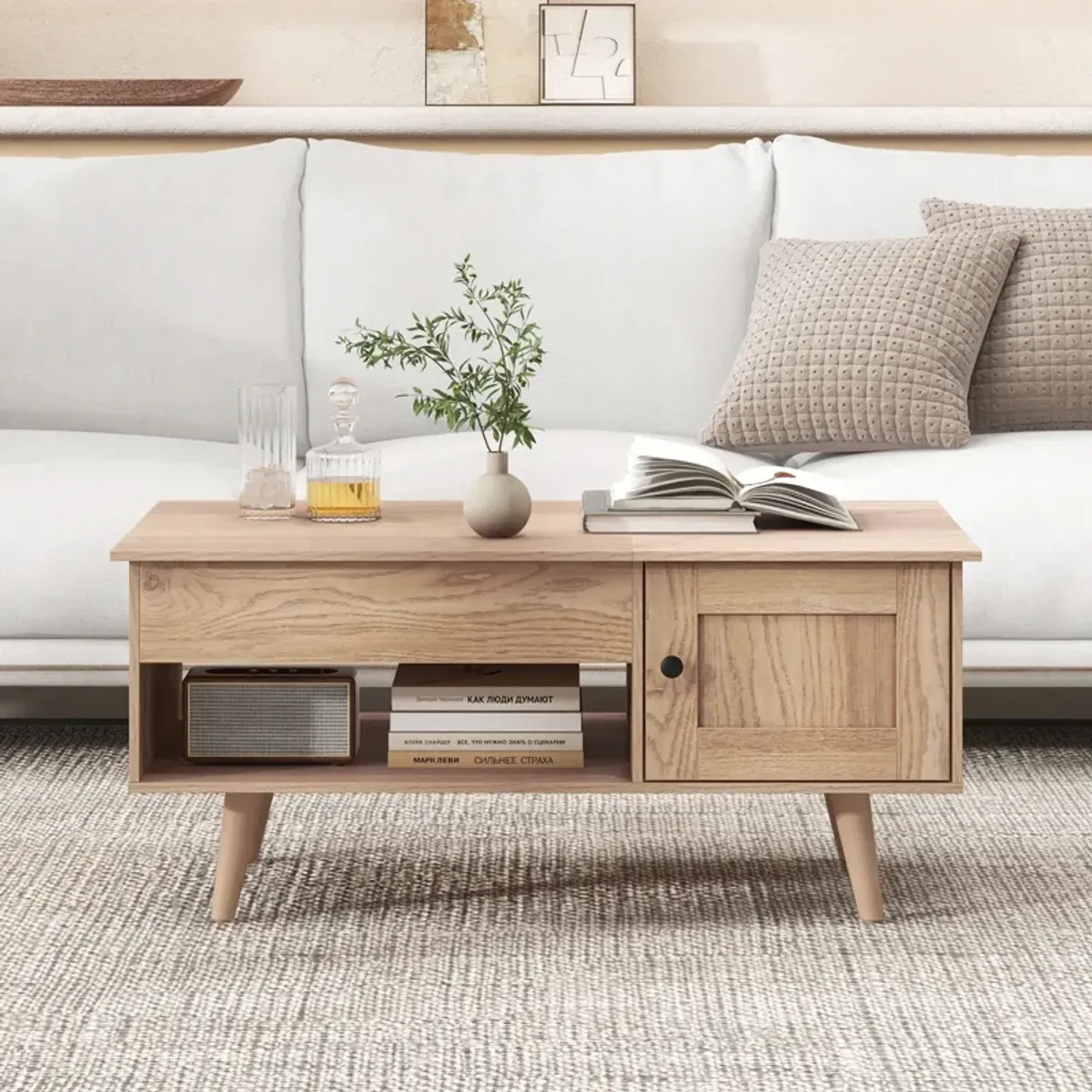 Lift Top Coffee Table with Storage and Hidden Compartment