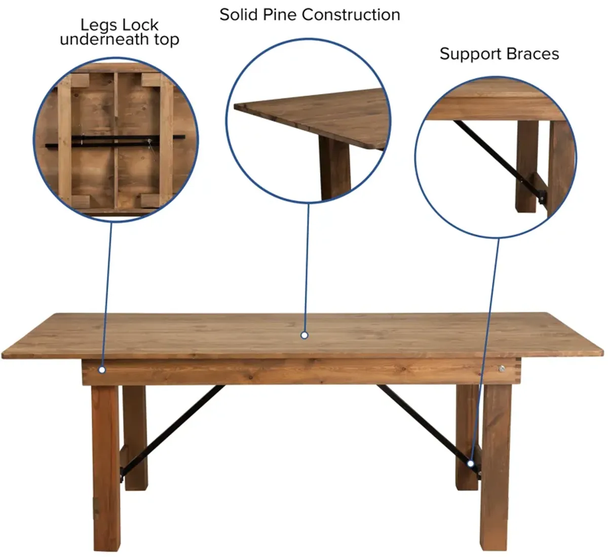 7'x40" Folding Farm Table