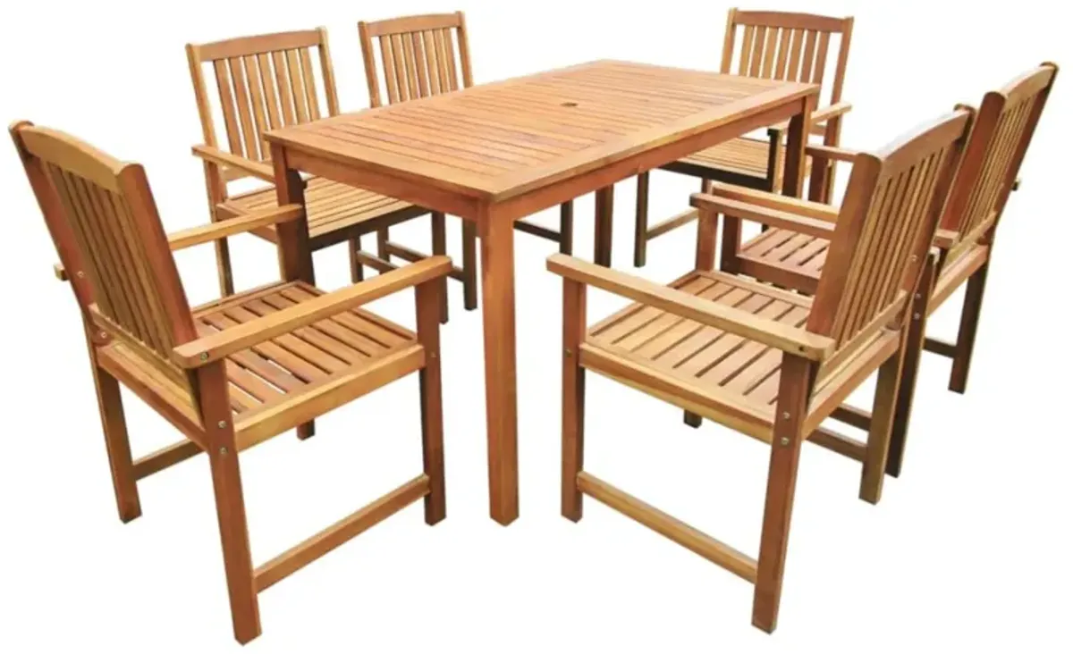 vidaXL 7 Piece Outdoor Dining Set Solid Acacia Wood