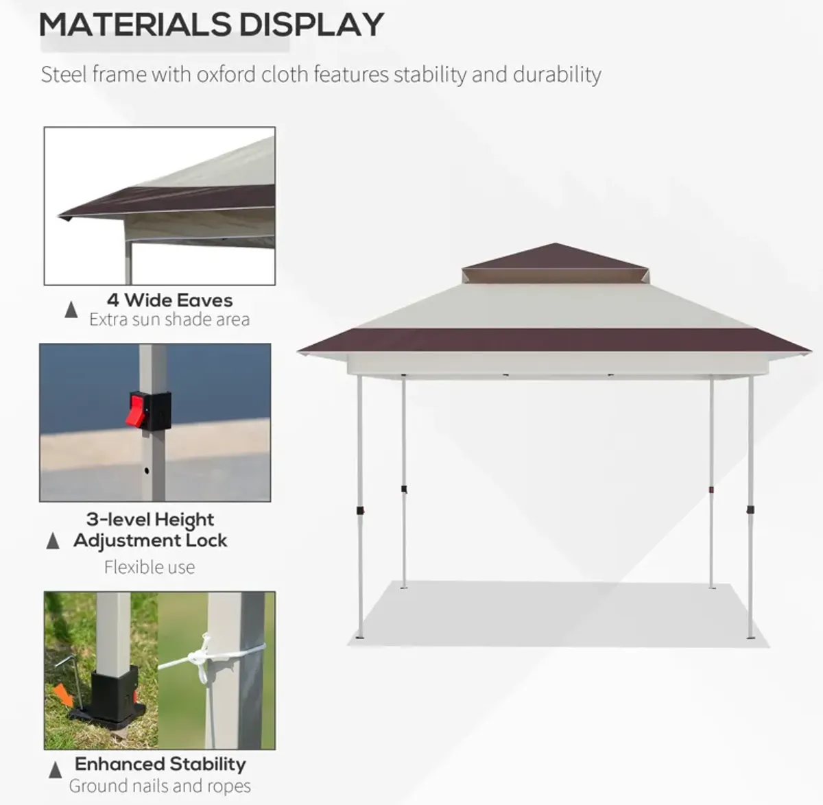 Beige Event Shelter: 12'x12' Pop Up Canopy with Mesh Sidewalls