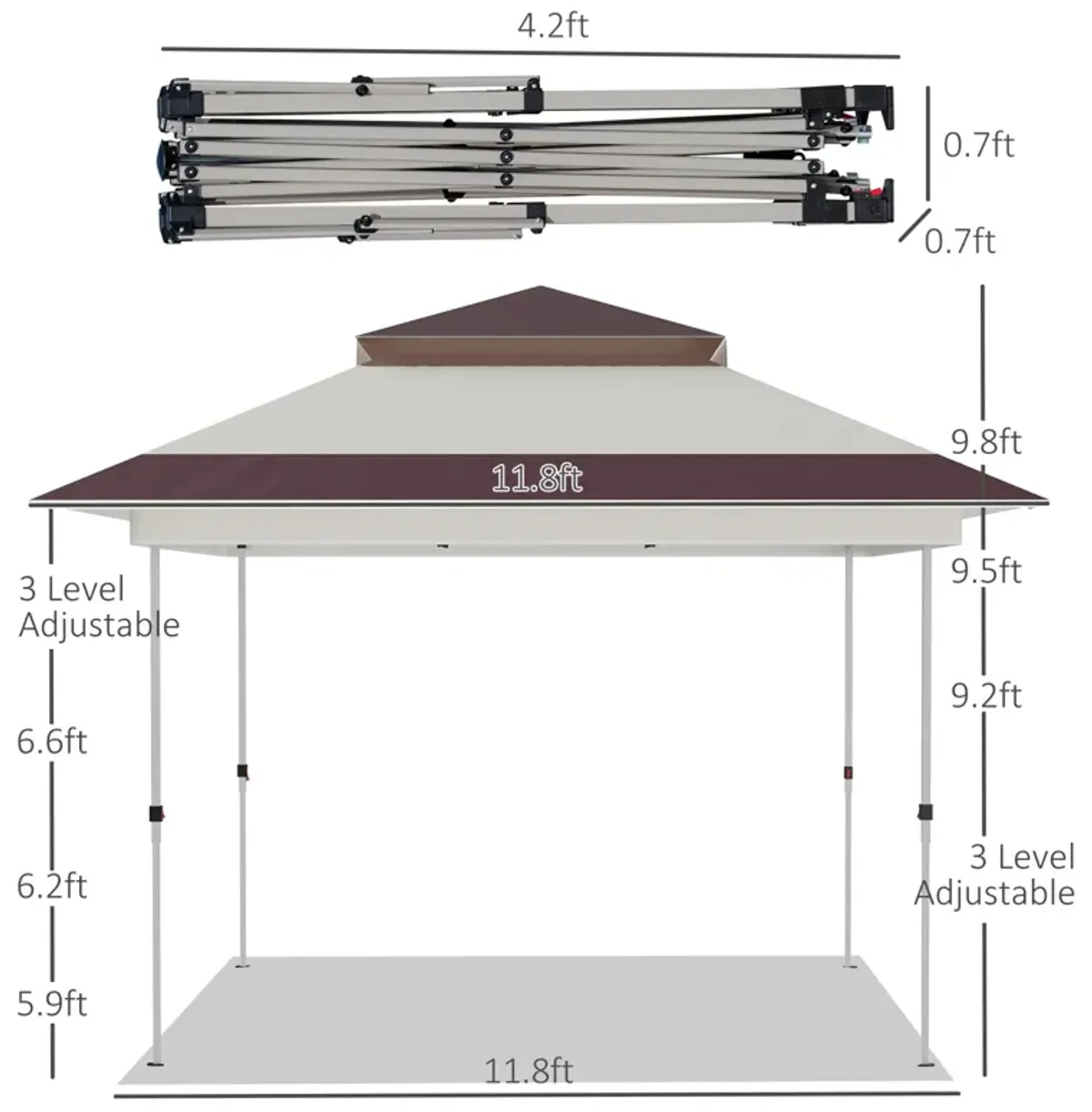 Beige Event Shelter: 12'x12' Pop Up Canopy with Mesh Sidewalls