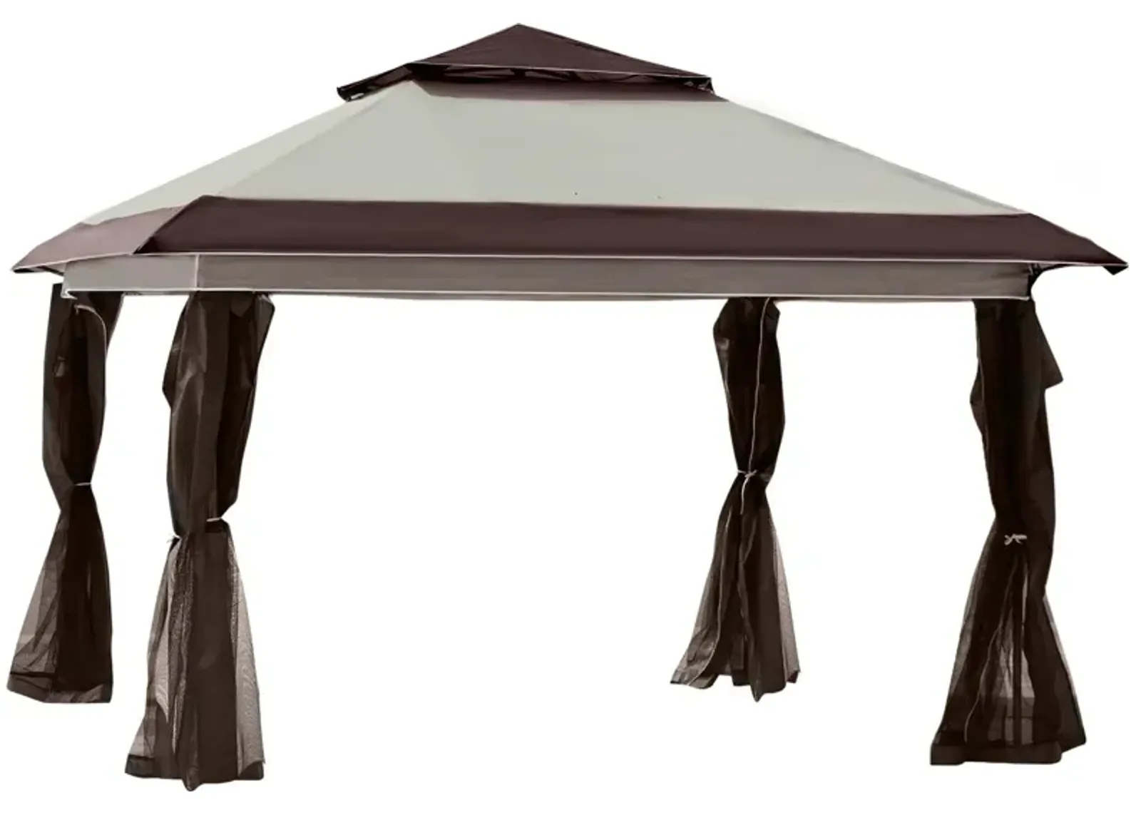 Beige Event Shelter: 12'x12' Pop Up Canopy with Mesh Sidewalls