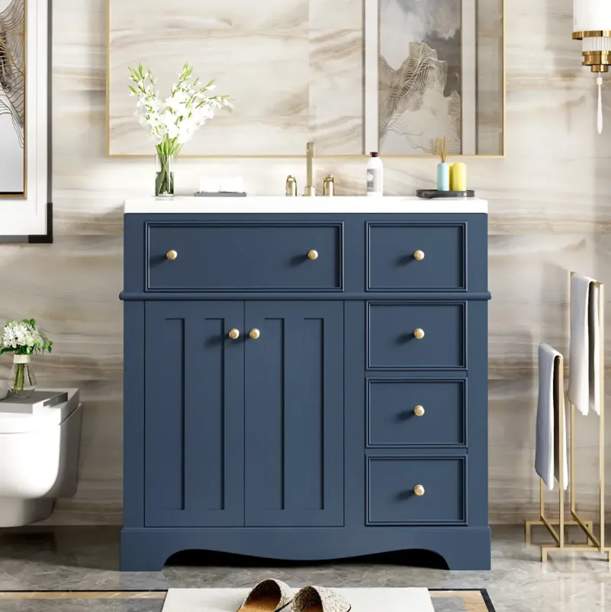 Merax Freestanding Vanity Cabinet with 3 Drawers