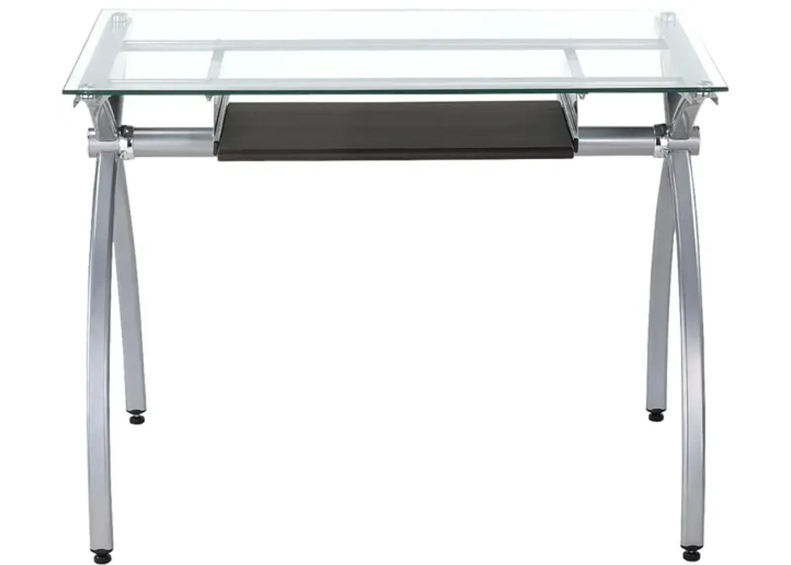 Contempo Clear Glass Top Computer Desk With Pull Out Keyboard Panel, Clear