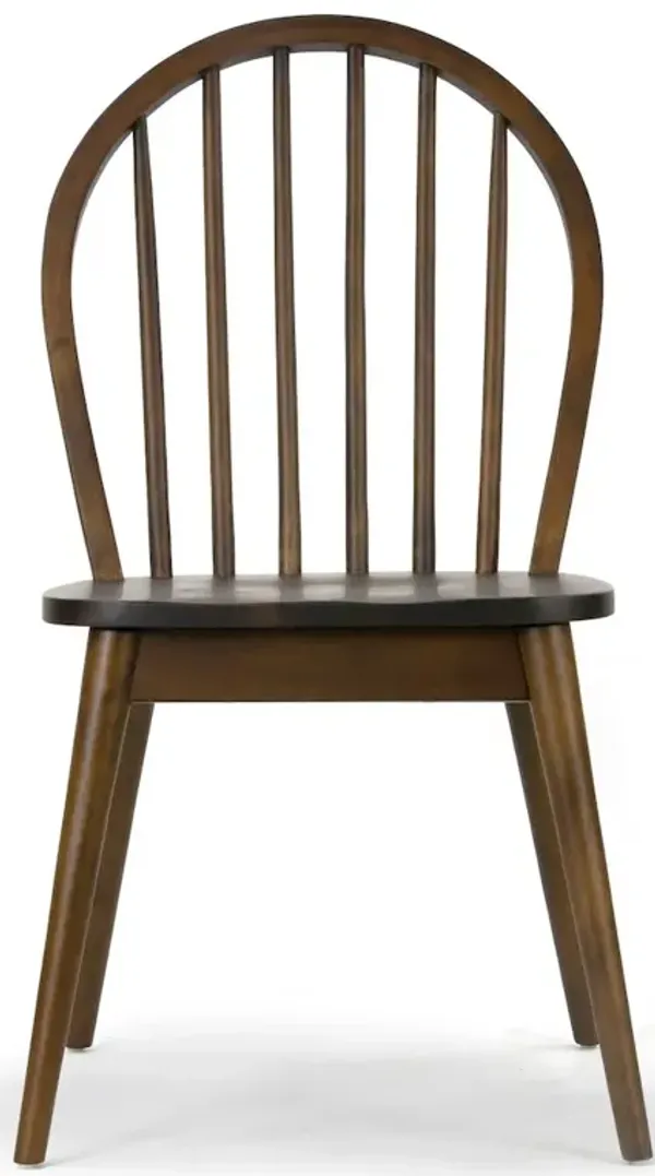 Glamour Home Set of 2 Astra Dark Brown Solid Wood Chair with Windsor Back