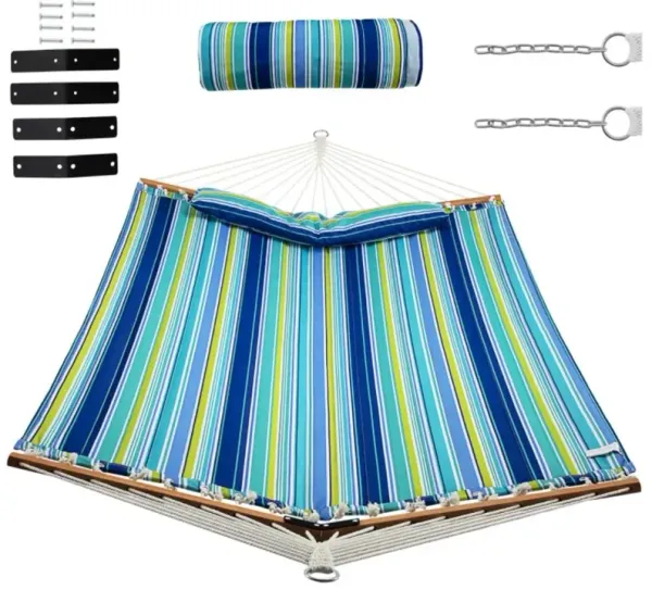 Patio Hammock Foldable Portable Swing Chair Bed with Detachable Pillow