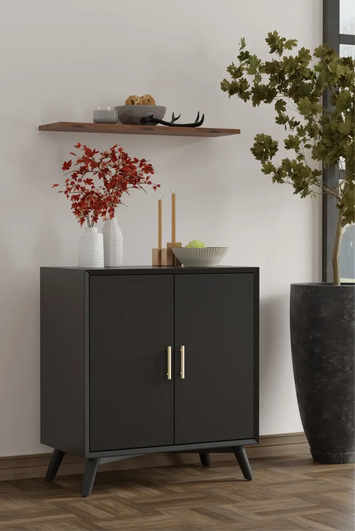 Flynn Small Bar Cabinet, Black