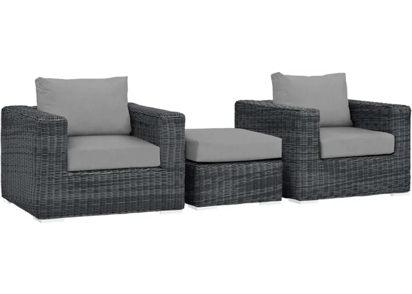 Summon 3 Piece Outdoor Patio Sunbrella Sectional Set - Canvas Gray