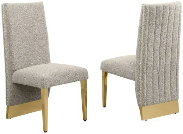 Best Quality Furniture Luxe Gray Boucle Side Chairs - Set Of 2