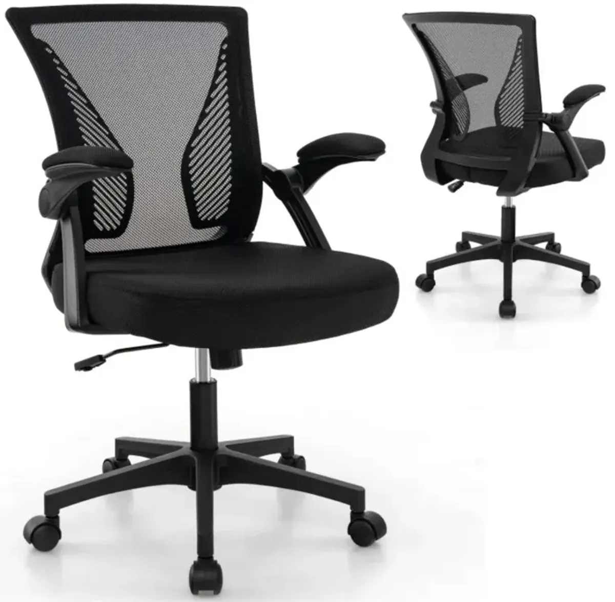 Hivvago Ergonomic Office Chair Adjustable Swivel Chair with Flip-Up Armrests and Rocking Backrest