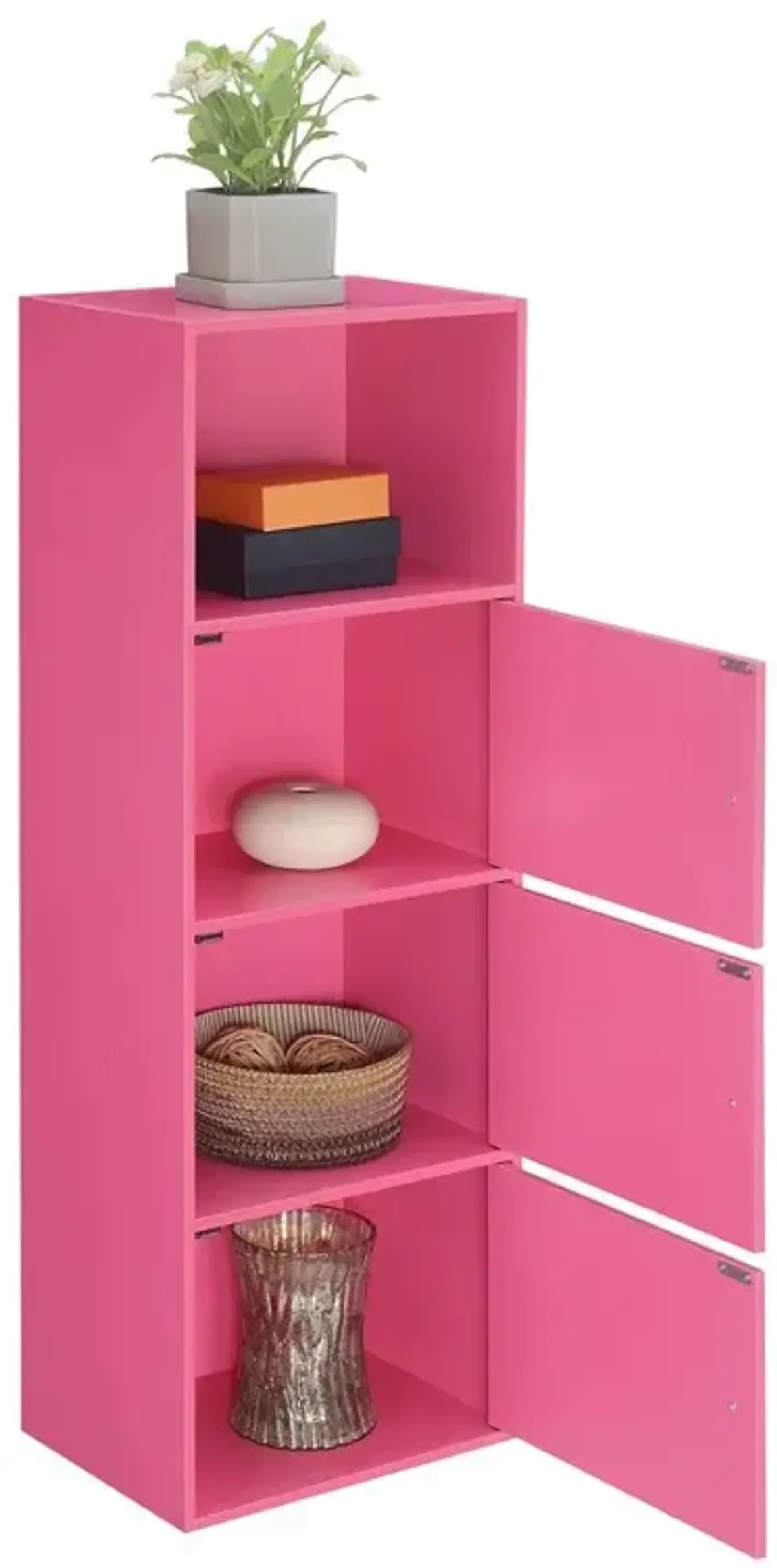 Convenience Concepts Xtra Storage 3 Door Cabinet with Shelf, Pink