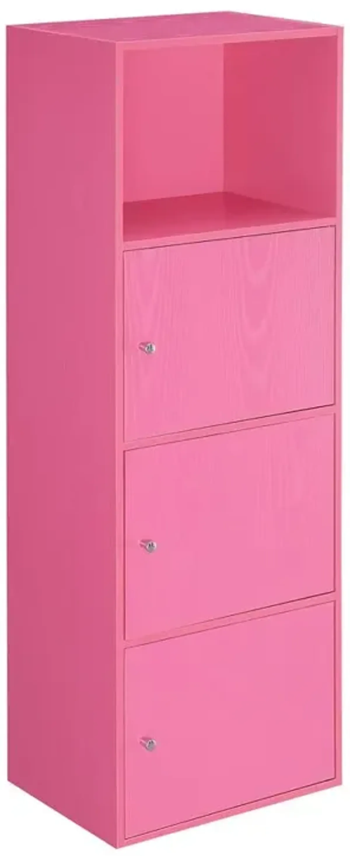 Convenience Concepts Xtra Storage 3 Door Cabinet with Shelf, Pink