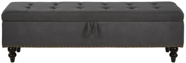 59" Bed Bench Ottoman with Storage Beige Fabric