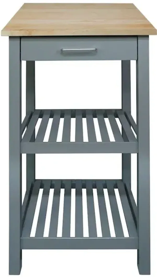 Sunrise Kitchen Island with Solid Wood Top - Slate Gray