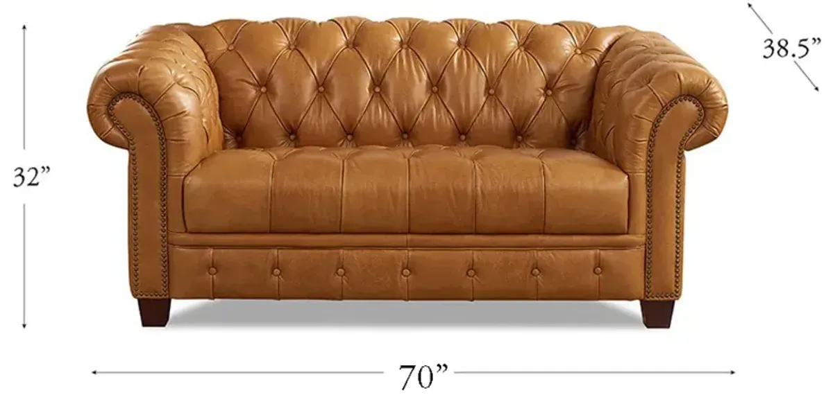 York Top Grain Leather Loveseat