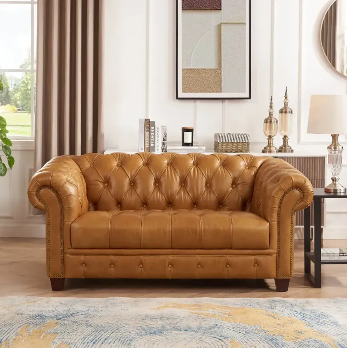 York Top Grain Leather Loveseat