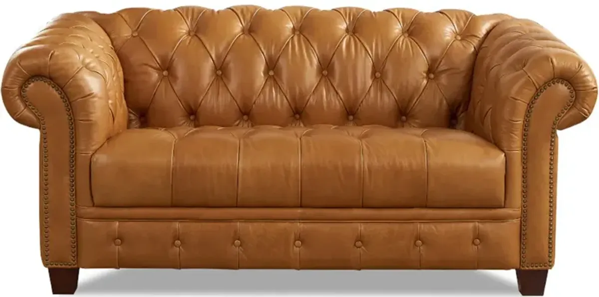 York Top Grain Leather Loveseat