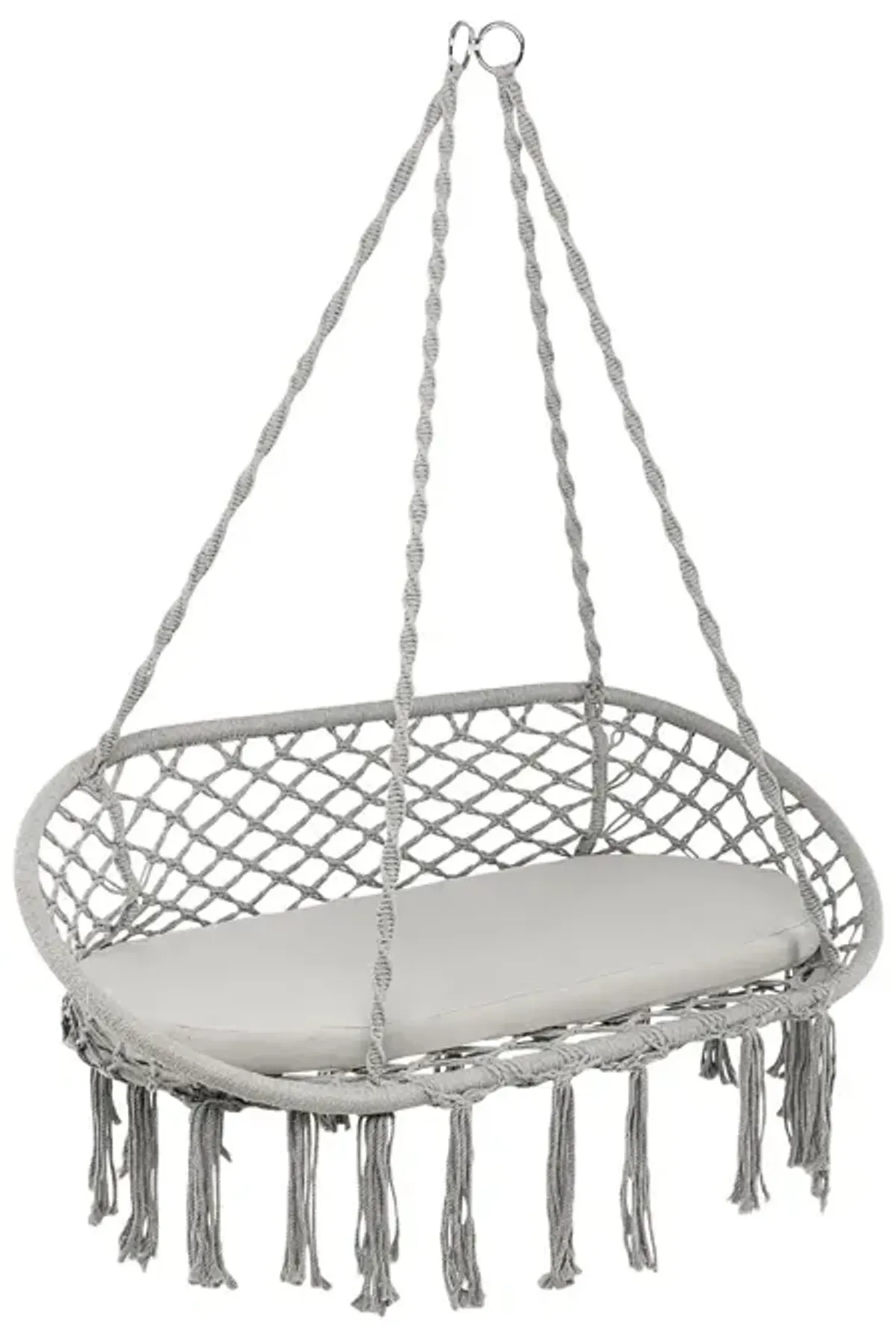 2 Person Hanging Hammock Chair with Cushion Macrame Swing