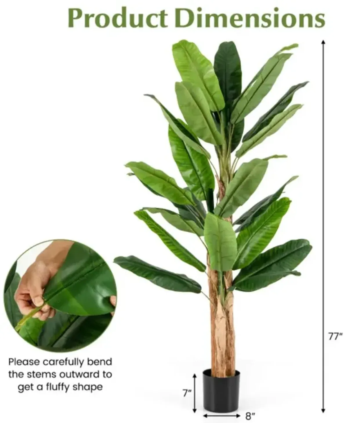 Hivvago 5.5/6.5 Feet Tall Artificial Banana Tree with 10/27 Large Leaves