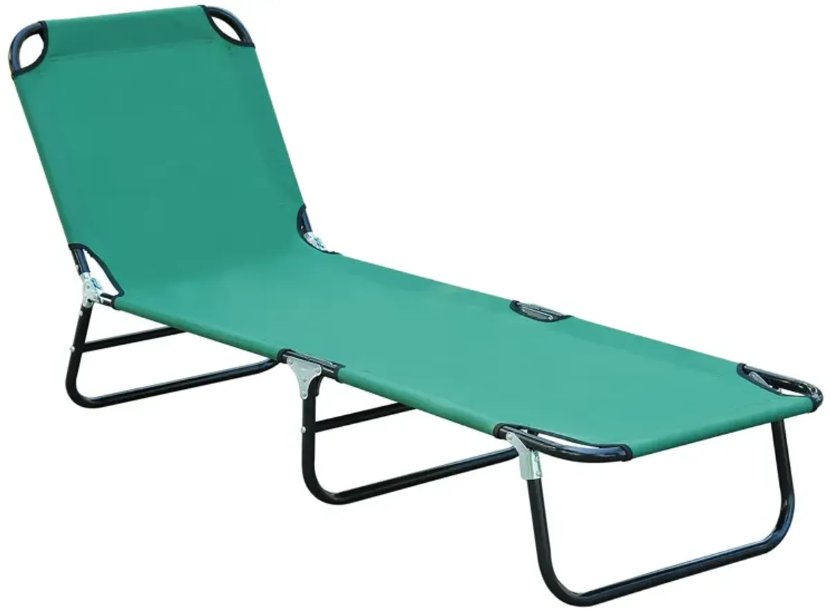 Multipurpose Green Recliner: 5-Level Adjustable Outdoor Folding Lounger