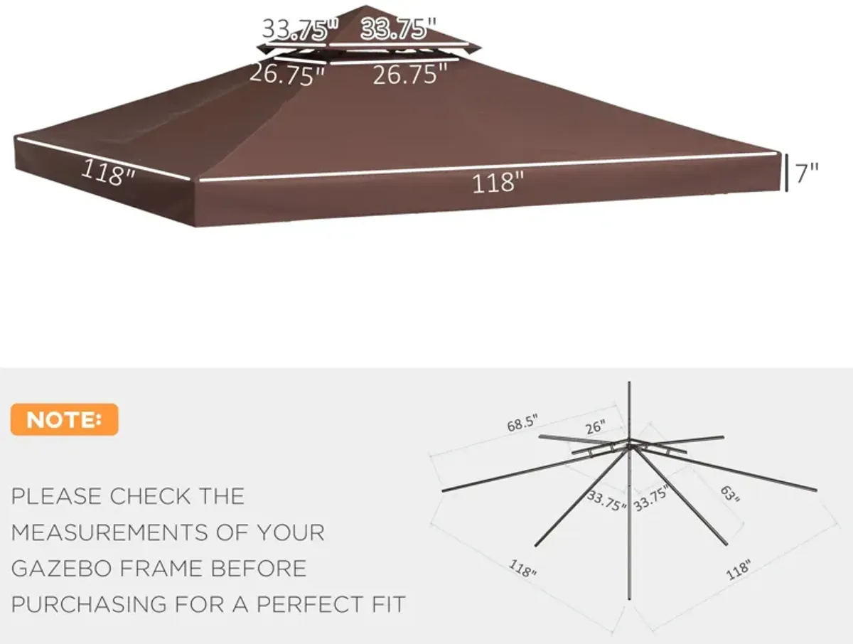 Coffee Gazebo Cover: 10'x10' Replacement 2-Tier Canopy Top