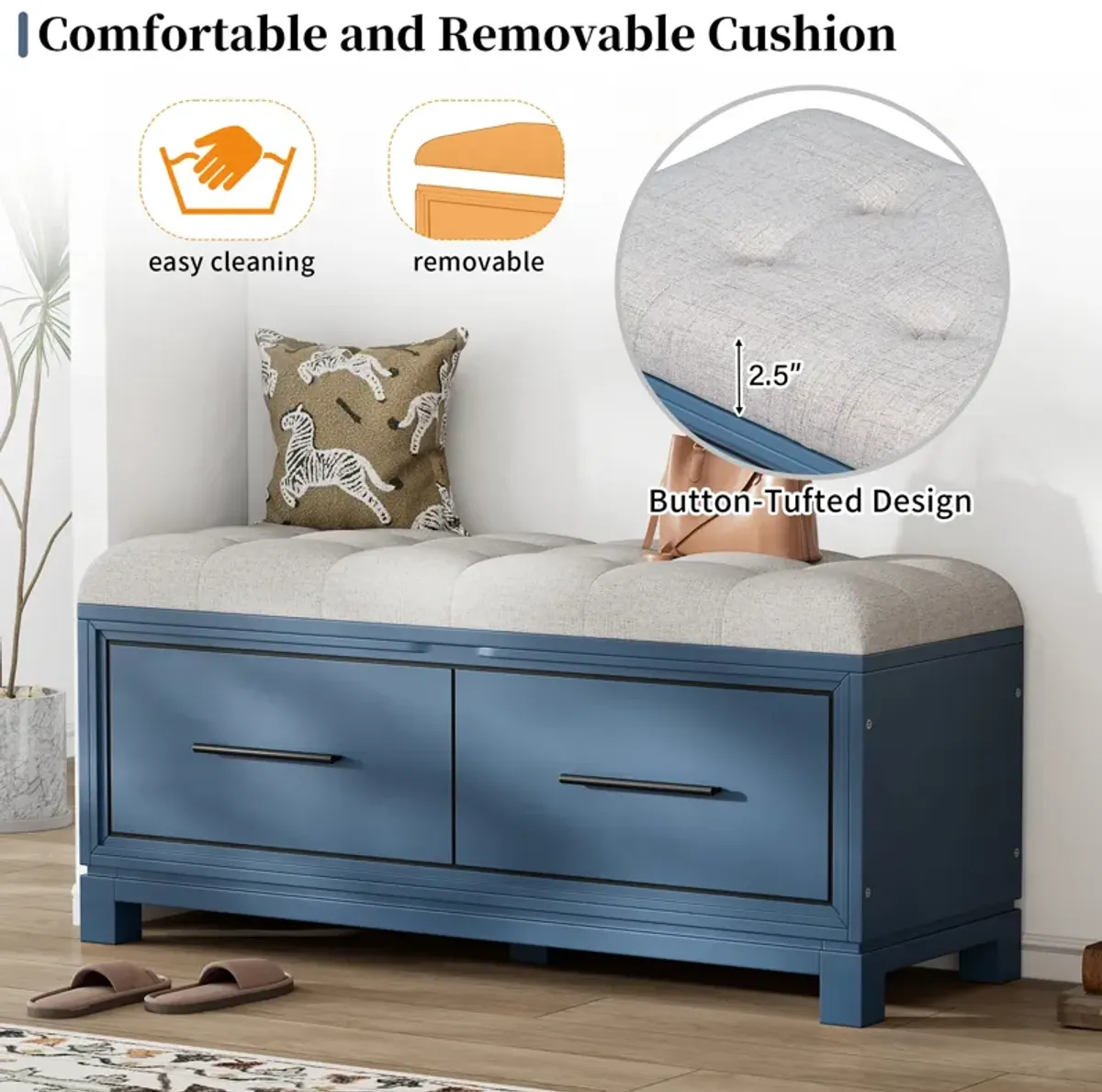 Merax Shoe Storage Bench with Removable Cushion