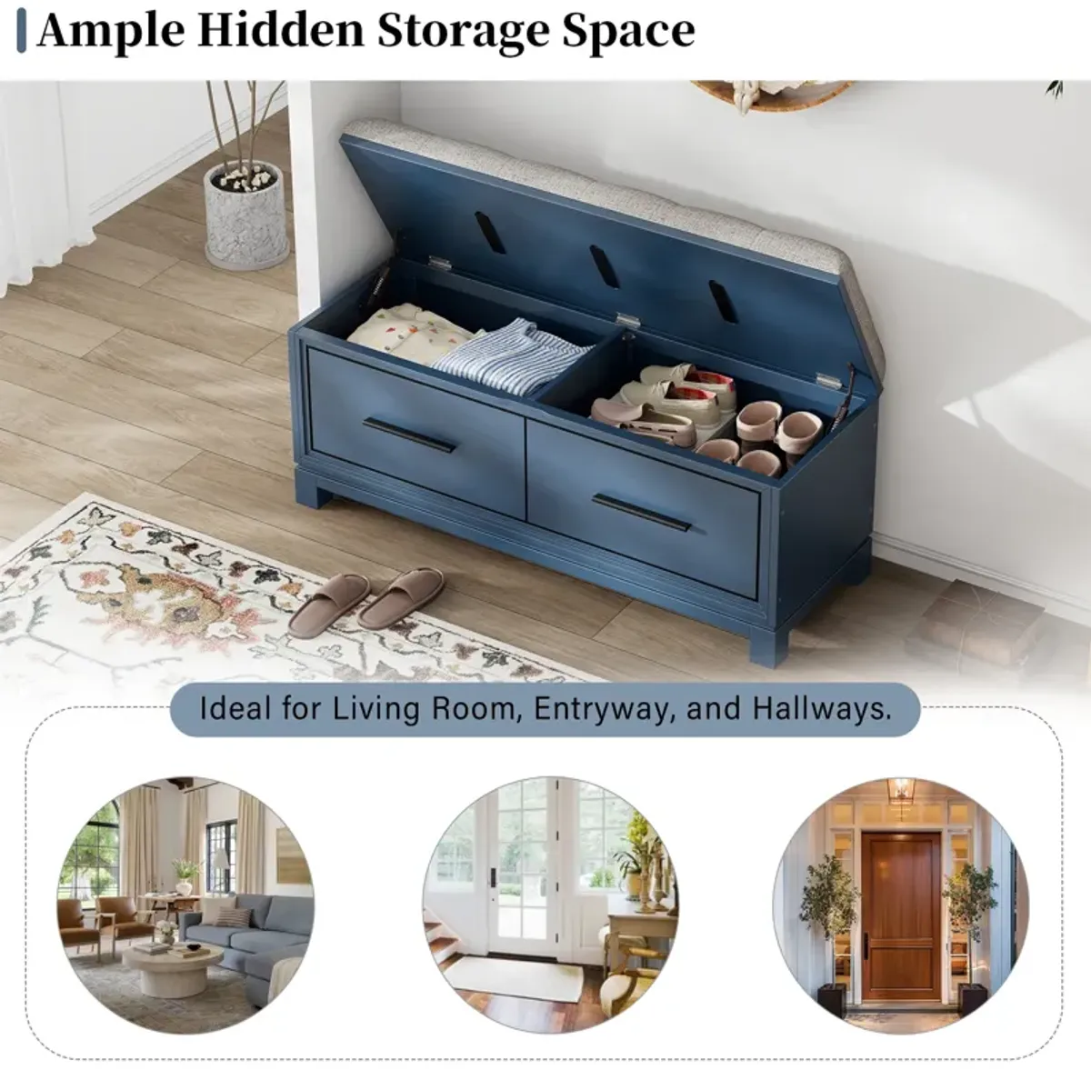 Merax Shoe Storage Bench with Removable Cushion