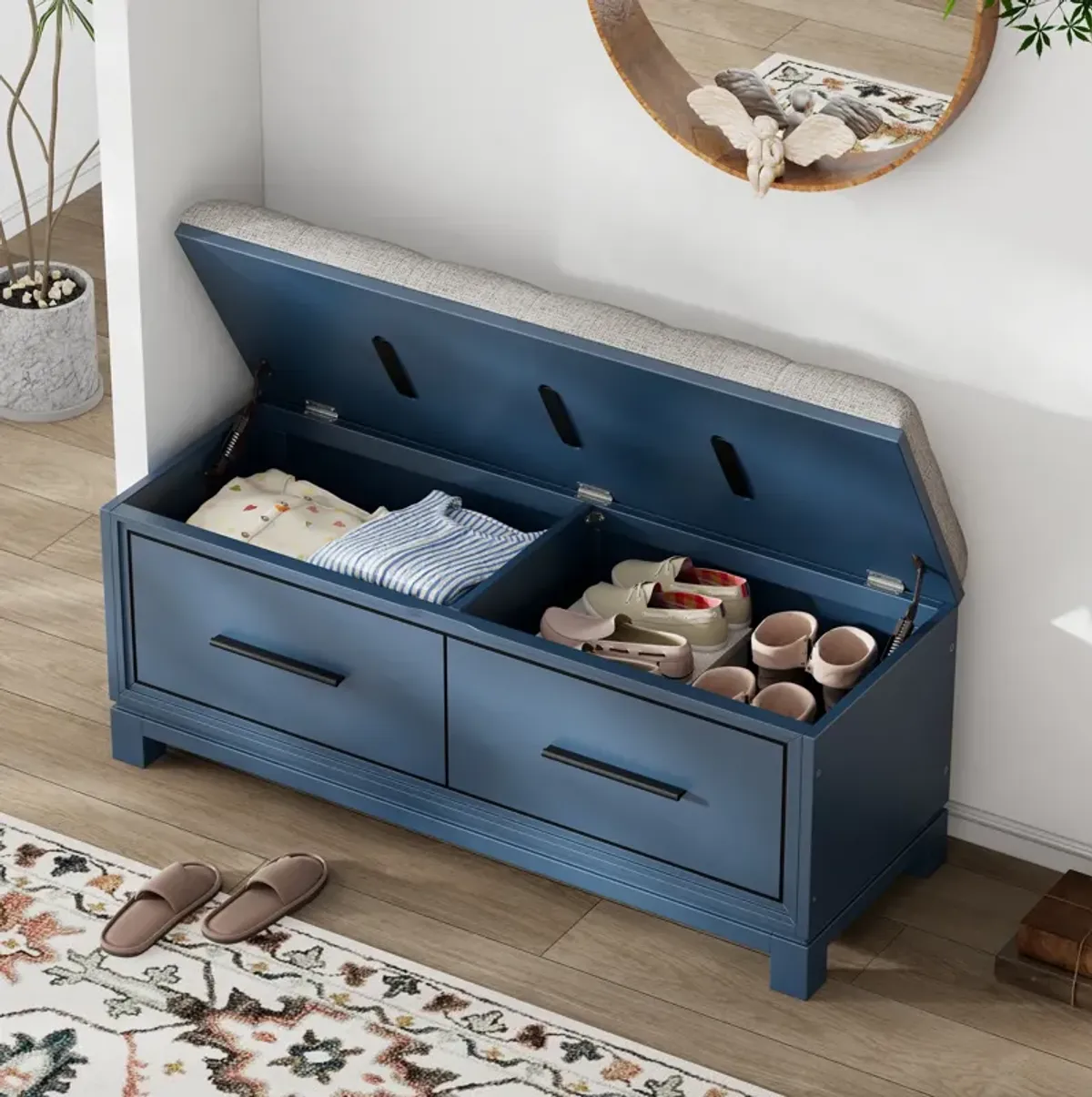 Merax Shoe Storage Bench with Removable Cushion