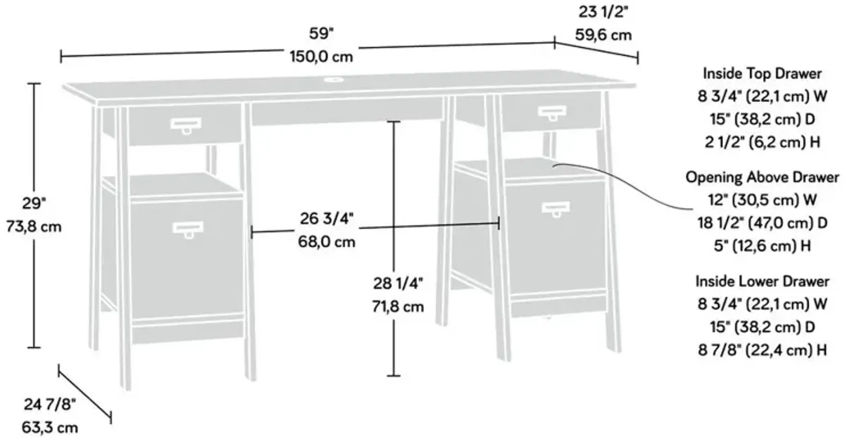 Sauder Trestle Executive Trestle Desk