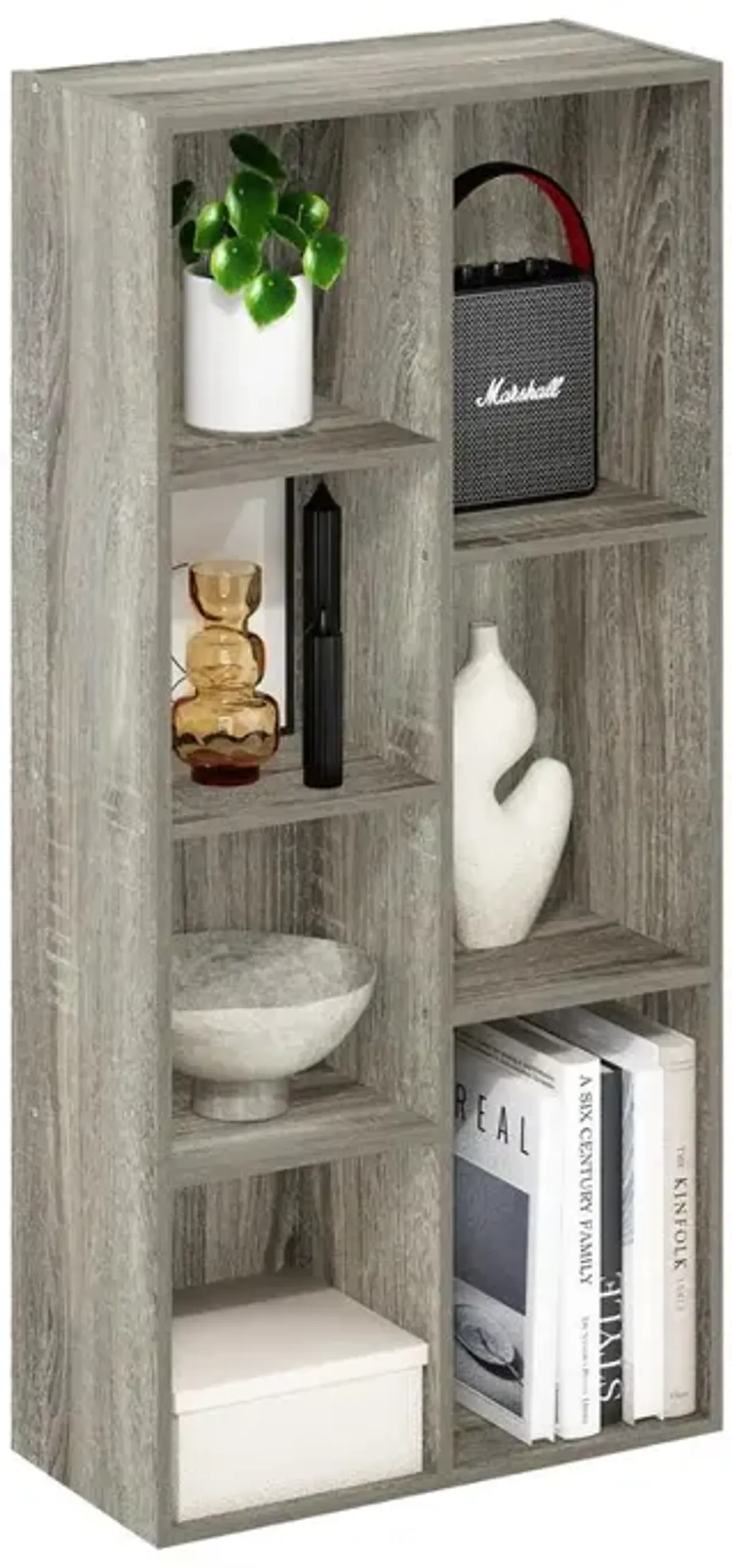 Furinno Luder 7-Cube Reversible Open Shelf, French Oak