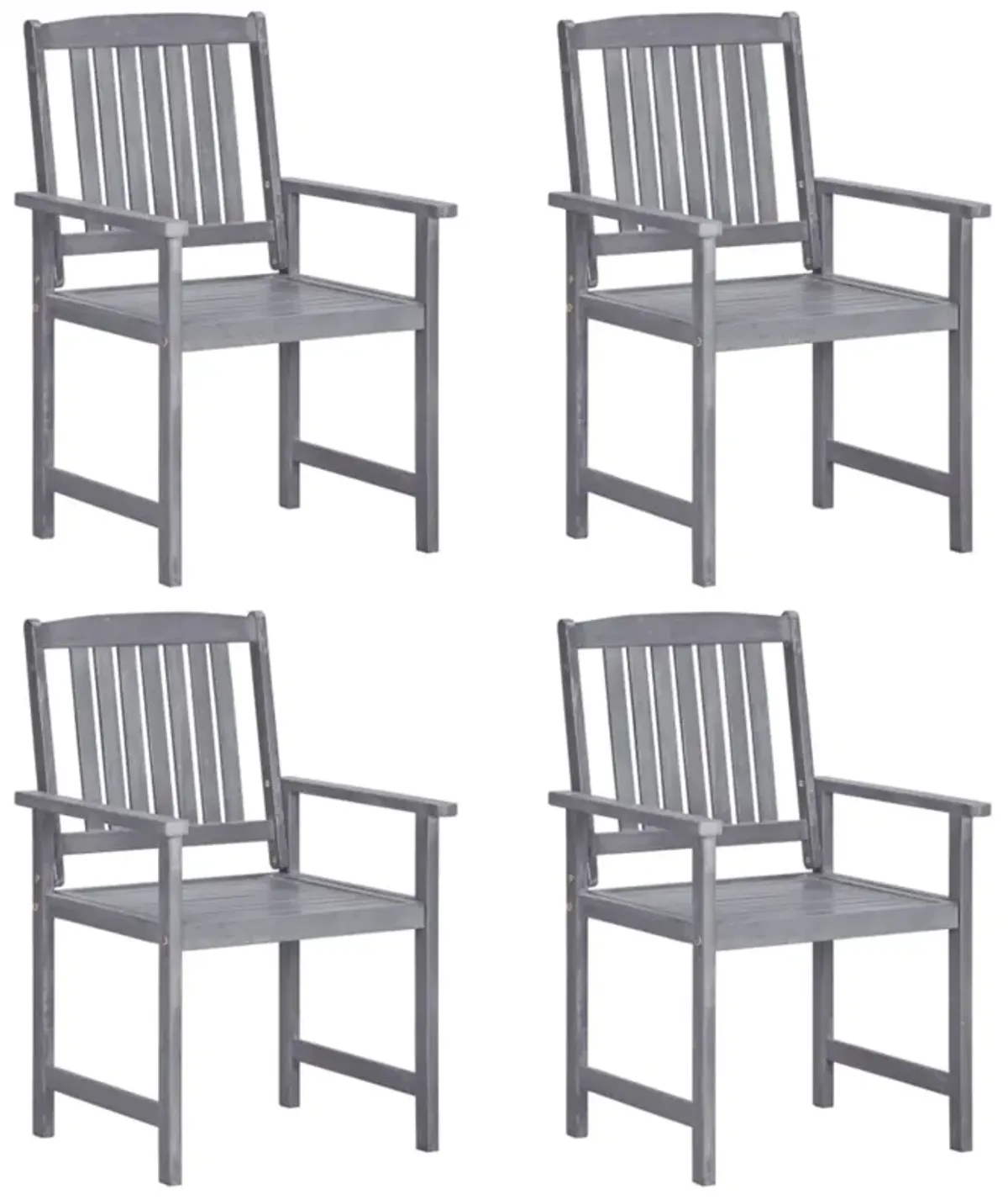 vidaXL Director's Chairs 4 pcs Solid Acacia Wood Gray