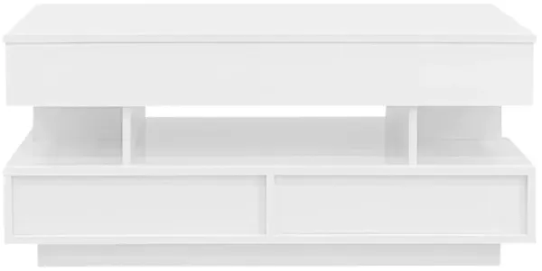 Merax Modern High-Gloss Lift-Top Coffee Table with 2 Drawers Hidden Compartment Multi-Functional