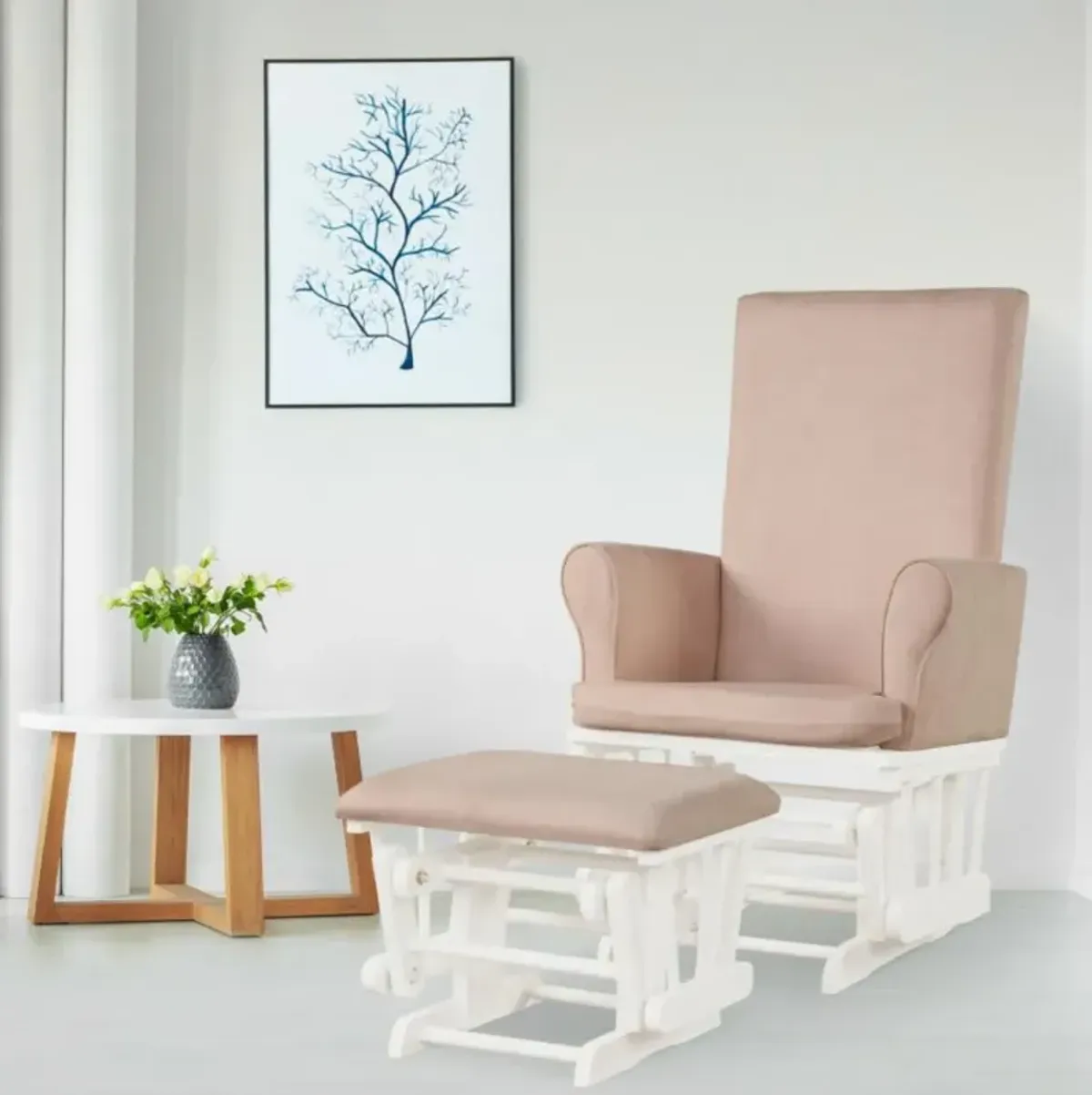 Hivvago Baby Nursery Relax Rocker Rocking Chair Glider and Ottoman Cushion Set