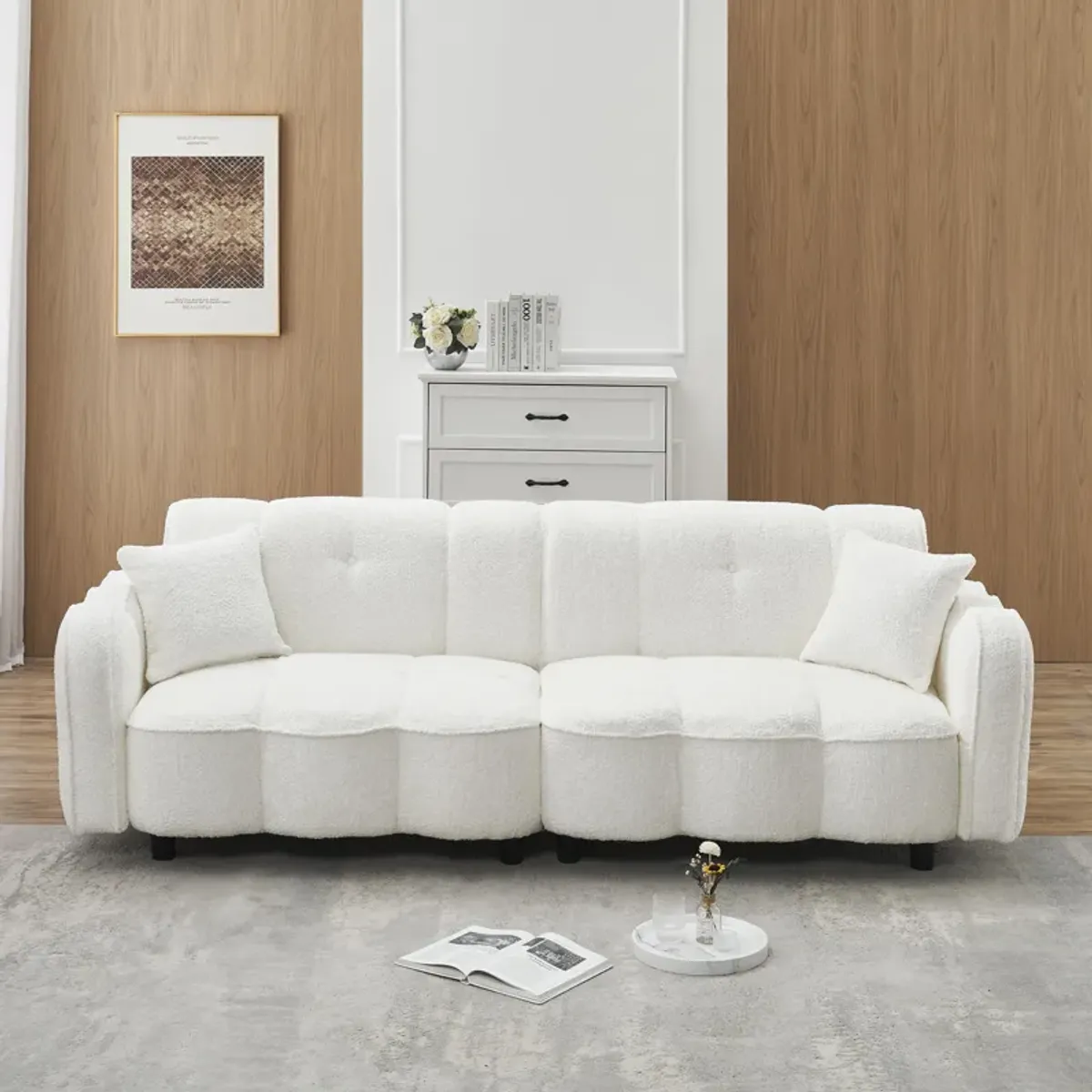 Merax Contemporary Velvet Sofa with 2 Pillows