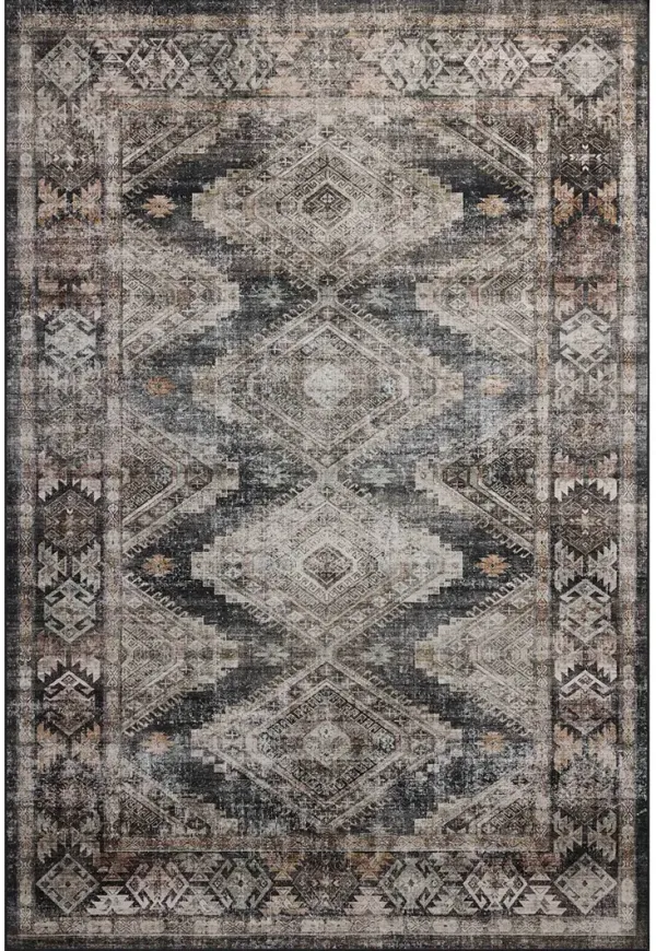 Josie  Ink/Earth 2'6"x12' Machine Washable Runner Rug